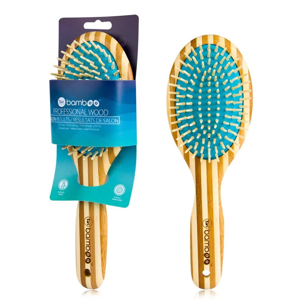 Tiri Pro Striped Bamboo Paddle Brush NIB